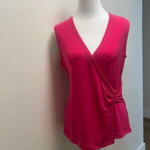 Tahari Pink Asymmetrical Wrap Blouse